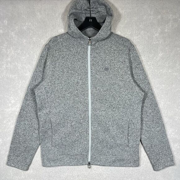 Peter Millar Crown Fleece Full Zip Sweater LG Gale Performance Gray MF23K63 $160 - Picture 1 of 14